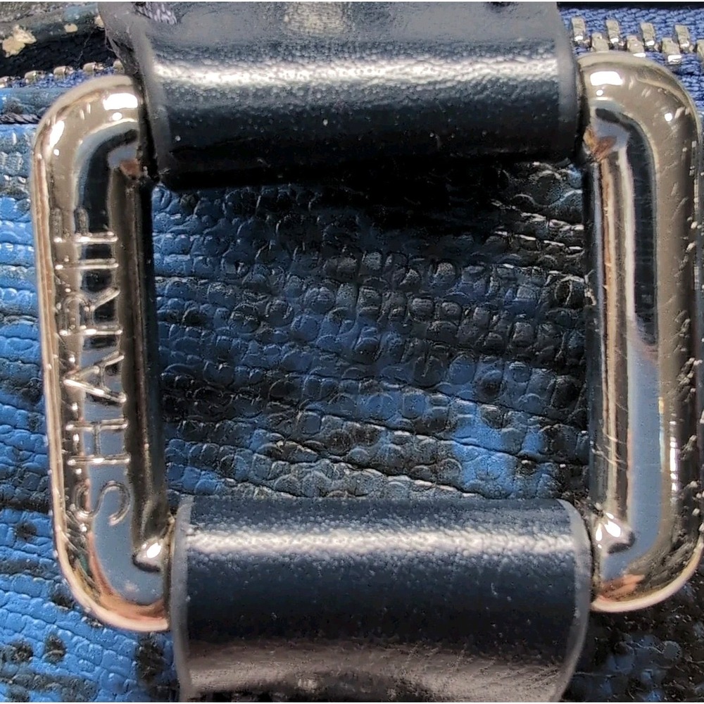 Original Sharif Couture Blue Black Satchel Crossbody Handbag Faux Leather READ - Picture 8 of 16